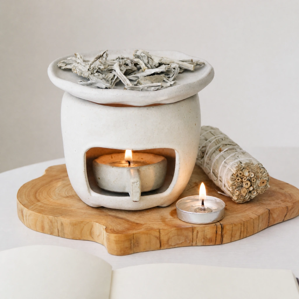 Rusty clay incense burner set