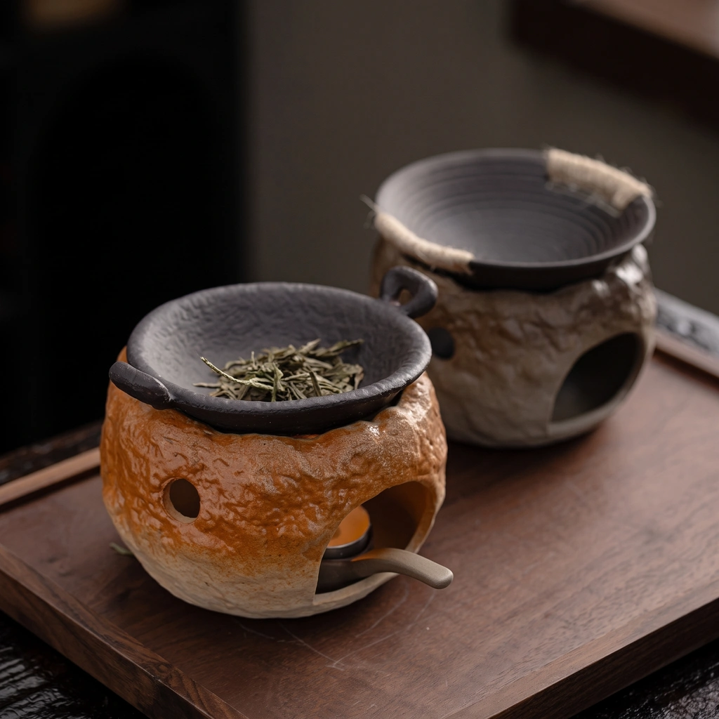 dried herb warmer, wabi-sabi ceramic decor