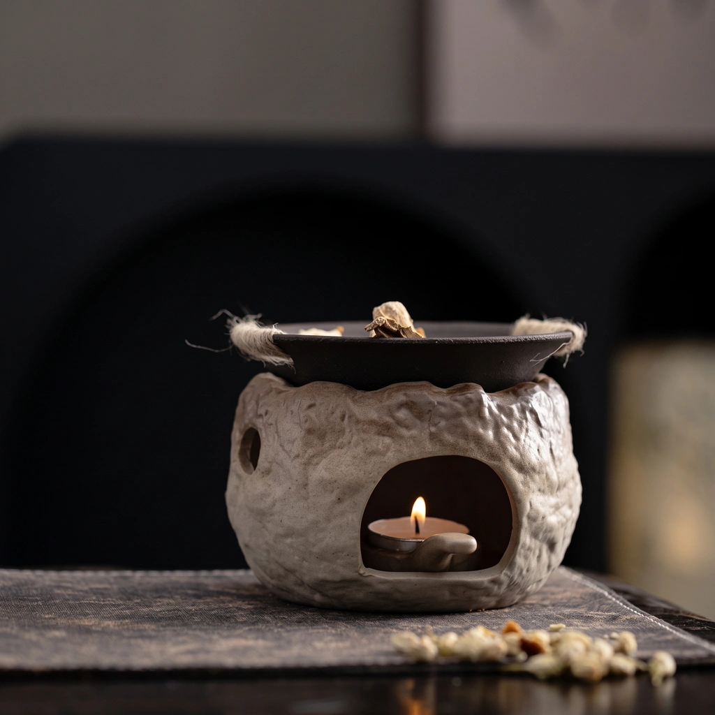 tealight aroma lamp, rustic incense stove