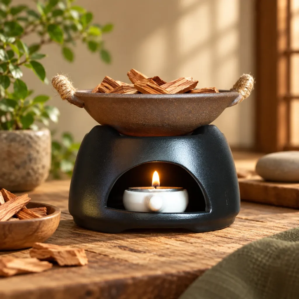 dried herb aroma burner, sandalwood burner,
