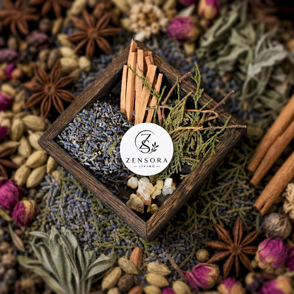 Lavender cedar Palo Santo and frankincense in ceramic aroma warmer