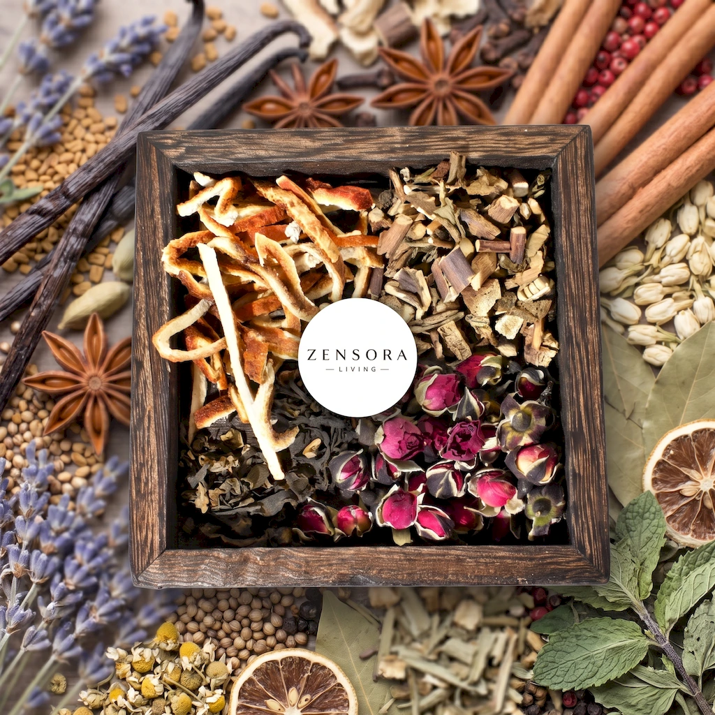 Zensora Living rose citrus woodsy aromatherapy gift set in wooden box