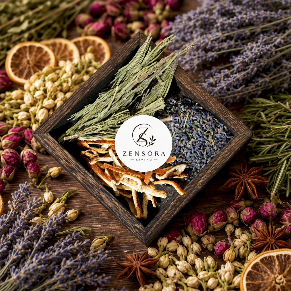 Rosemary lavender and orange peel blend in ceramic aroma warmer