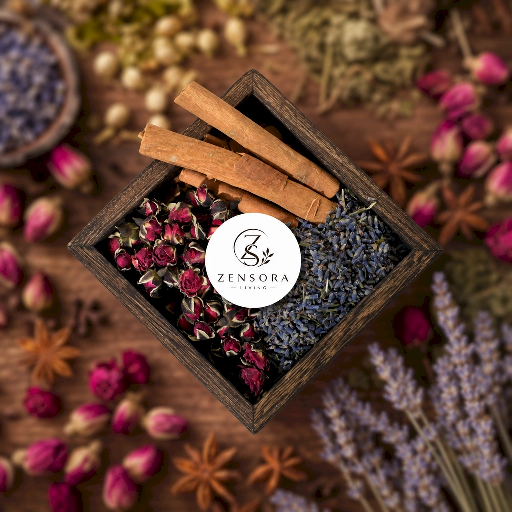 Zensora Living lavender frankincense aromatherapy gift set in wooden box