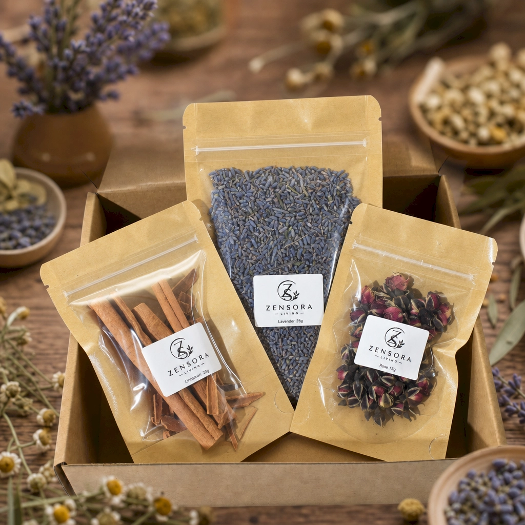 Zensora Living warm floral aromatherapy gift set in wooden diamond box