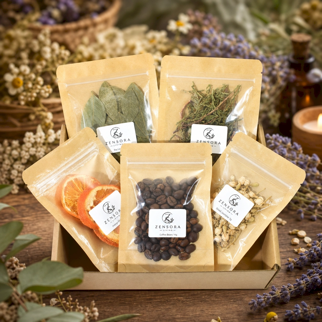 Coffee cedar aromatherapy gift set warming on ceramic burner with tealight