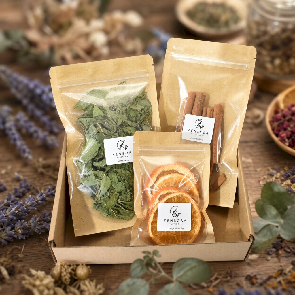 Three ways to enjoy Zensora Living indirect warmer with botanical incense tea and essential oils