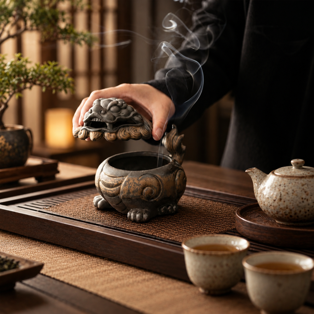 Pixiu incense holder, ceramic incense burner